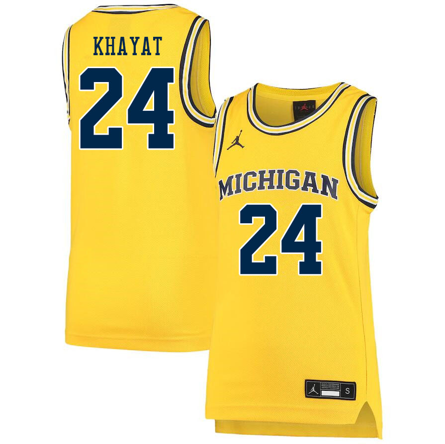 Men #24 Youssef Khayat Michigan Wolverines College Basketball Jerseys Sale-Yellow - Click Image to Close